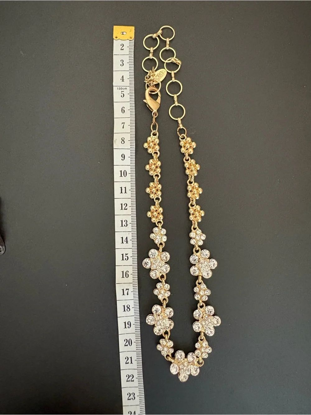 Amrita Singh Floral Clear Stone Statement Necklace with Gold Tone - Picture 5 of 6